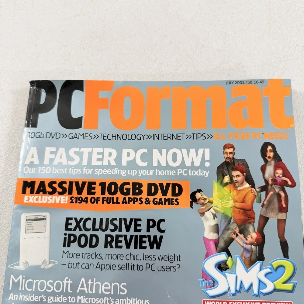 PC Format Magazine #150 July 2003 Sims 2 iPod Vintage Tech Gaming